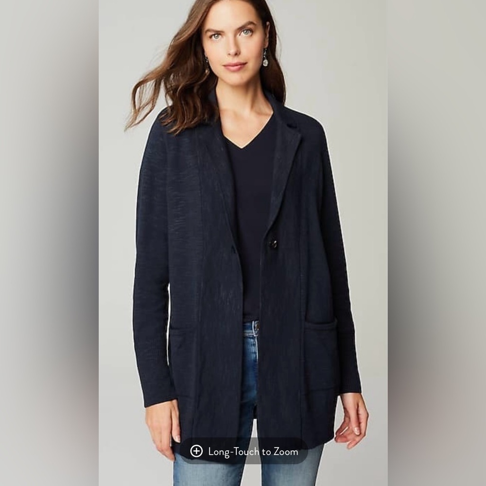 J.Jill Women L Green Textured Sweater-Jacket - Picture 9 of 16
